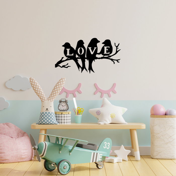 Wallity Birds Love - 522 Accesorio de Pared de Metal Negro